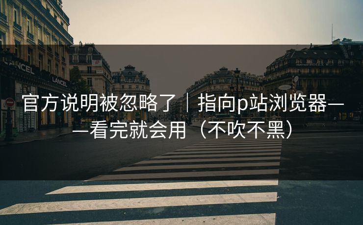 官方说明被忽略了|指向p站浏览器——看完就会用(不吹不黑) 官方说明被忽略了|指向p站浏览器——看完就会用(不吹不黑)