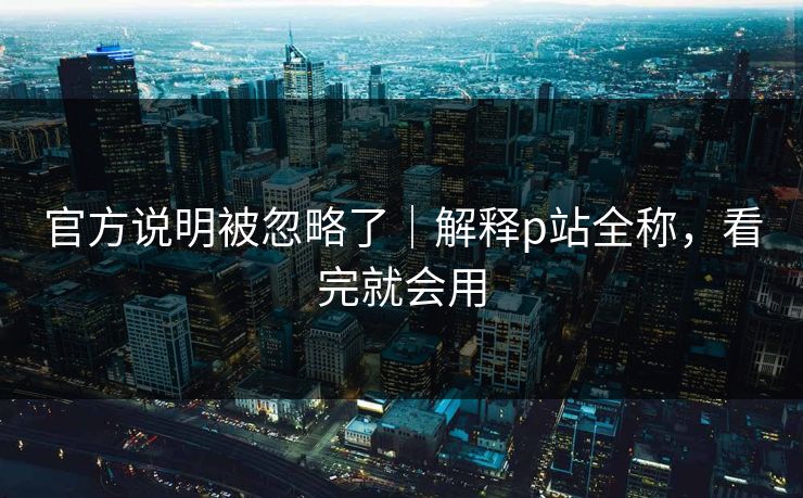 官方说明被忽略了｜解释p站全称，看完就会用