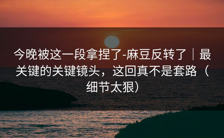 今晚被这一段拿捏了-麻豆反转了｜最关键的关键镜头，这回真不是套路（细节太狠）