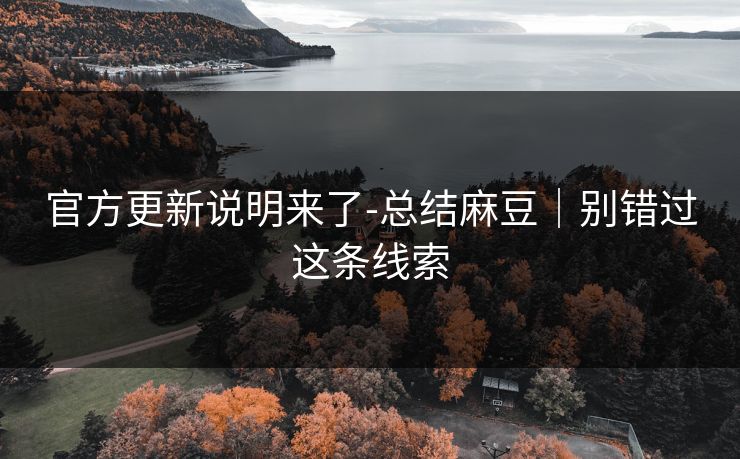 官方更新说明来了-总结麻豆｜别错过这条线索