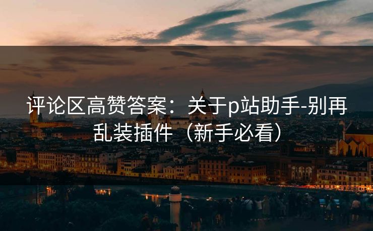 评论区高赞答案：关于p站助手-别再乱装插件（新手必看）