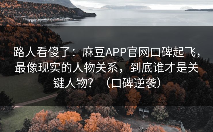 路人看傻了：麻豆APP官网口碑起飞，最像现实的人物关系，到底谁才是关键人物？（口碑逆袭）