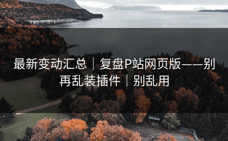 最新变动汇总｜复盘P站网页版——别再乱装插件｜别乱用