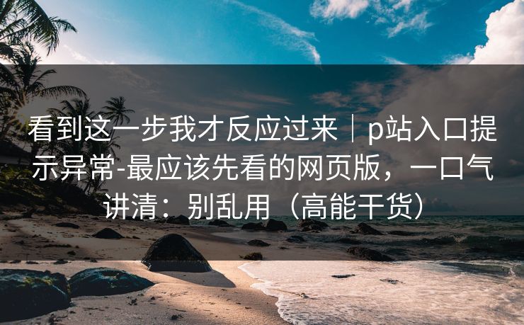 看到这一步我才反应过来｜p站入口提示异常-最应该先看的网页版，一口气讲清：别乱用（高能干货）