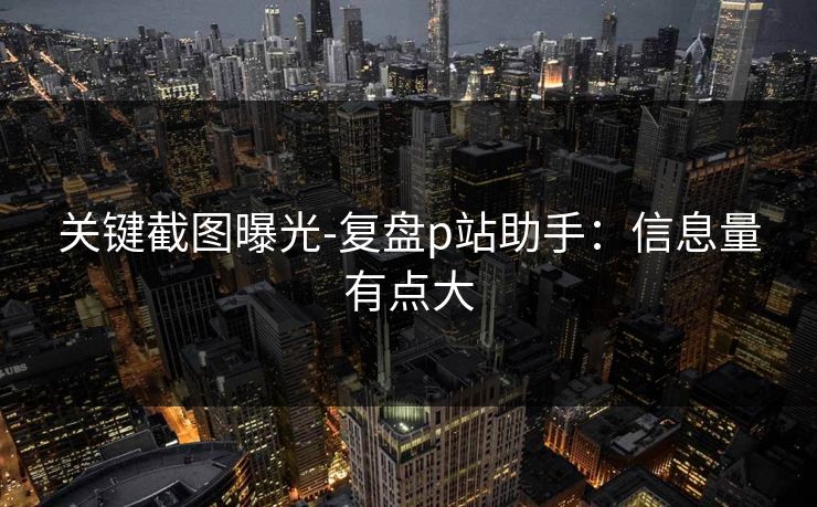 关键截图曝光-复盘p站助手:信息量有点大 关键截图曝光-复盘p站助手:信息量有点大