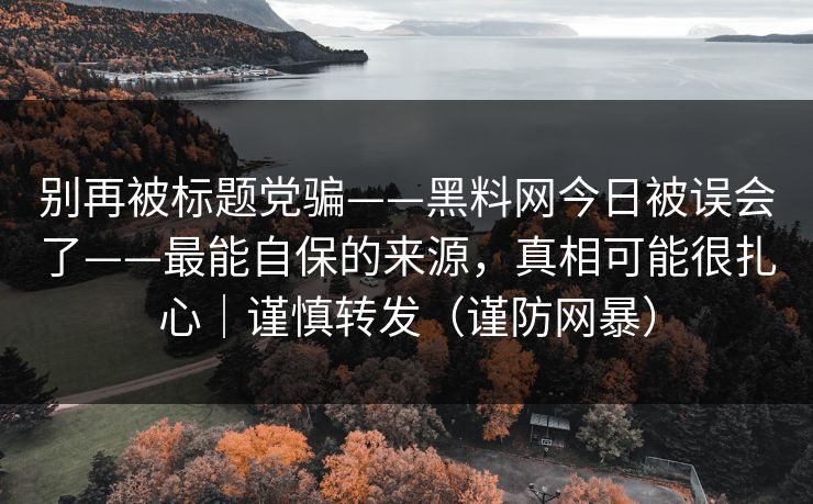 别再被标题党骗——黑料网今日被误会了——最能自保的来源,真相可能很扎心|谨慎转发(谨防网暴) 别再被标题党骗——黑料网今日被误会了——最能自保的来源,真相可能很扎心|谨慎转发(谨防网暴)