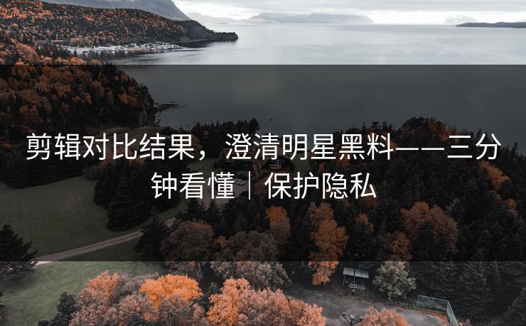 剪辑对比结果，澄清明星黑料——三分钟看懂｜保护隐私
