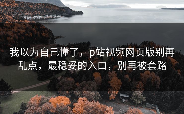 我以为自己懂了，p站视频网页版别再乱点，最稳妥的入口，别再被套路