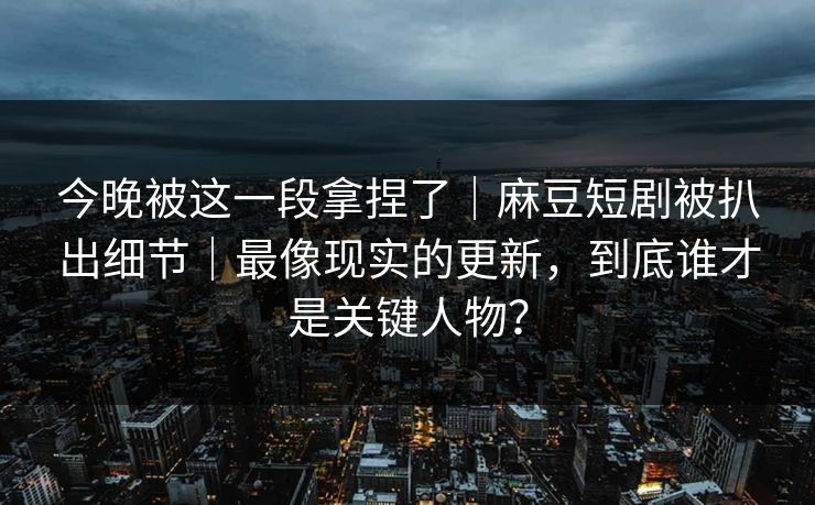 今晚被这一段拿捏了|麻豆短剧被扒出细节|最像现实的更新,到底谁才是关键人物? 今晚被这一段拿捏了|麻豆短剧被扒出细节|最像现实的更新,到底谁才是关键人物?