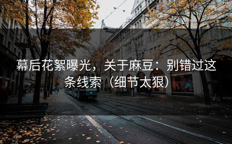 幕后花絮曝光，关于麻豆：别错过这条线索（细节太狠）