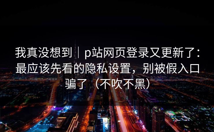 我真没想到｜p站网页登录又更新了：最应该先看的隐私设置，别被假入口骗了（不吹不黑）